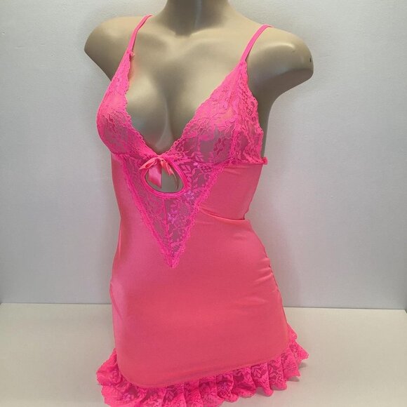 Music Legs One Size Hot Pink Peep Hole Lingerie Dress. New No Tag. - Picture 2 of 6